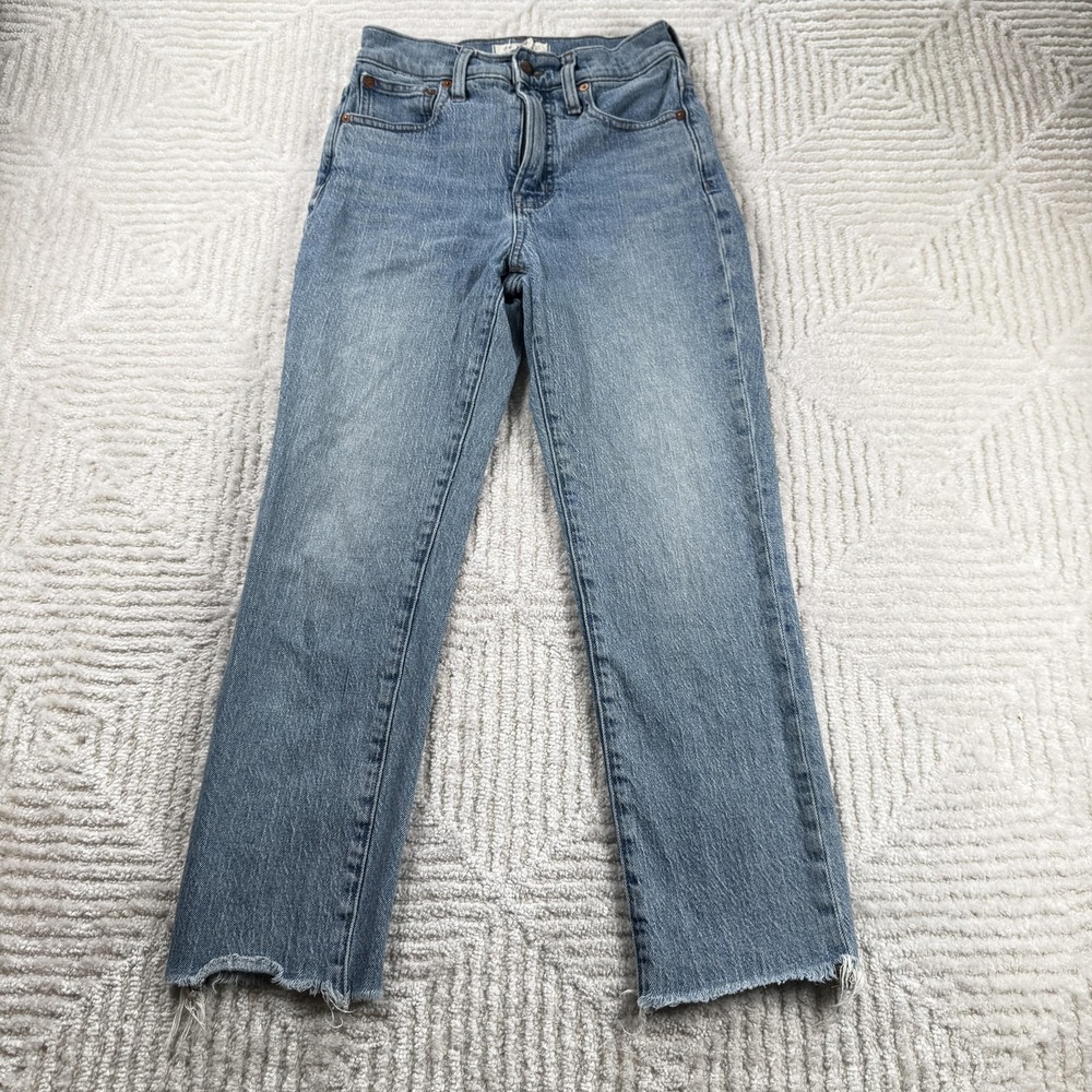Madewell Jeans Womens 24P Blue Perfect Vintage Jean High Rise Straight Raw Hem
